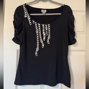 Worthington Black Top with Silver Chain Detail